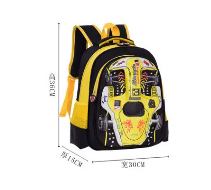 Детские Мультяшные школьные сумки с 3D машинками, школьные рюкзаки для школьников, Детские рюкзаки, школьные сумки, Mochila Infantil - Цвет: mediun yellow