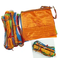 Drapeaux religieux tibétain, fournitures bouddhistes, couleur imprimée, drapeau de prière, en soie artificielle, bannière lunaire, drapeaux de jardin avec écritures