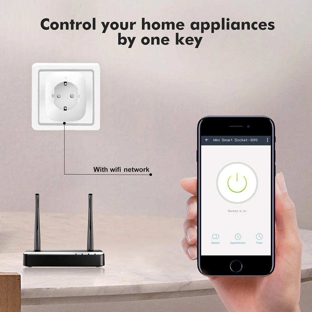 Умная розетка 4 шт. Мини WiFi европейского стандарта поддержка Alexa Google Home с таймером