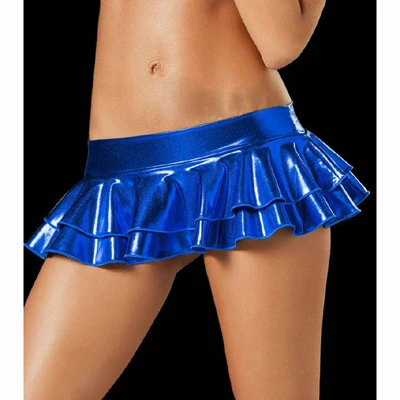 Двухслойная многослойная юбка из искусственной лакированной кожи плиссированная юбка Kawaii Ra-ra многослойные юбки мини-юбки сексуальные Faldas Cortas Saias - Цвет: dark blue