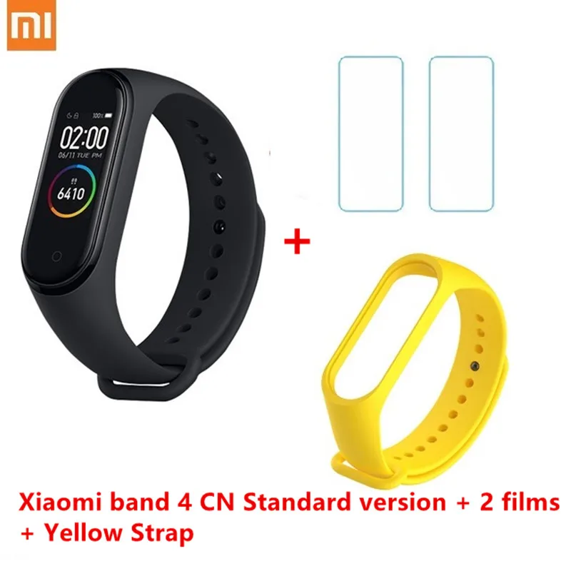 Xiaomi Mi band 4 smart AI фитнес-трекер для измерения сердечного ритма 50 м водонепроницаемый сенсорный цветной экран Bluetooth 5,0 браслет - Цвет: 4 n 2 fil n yell str