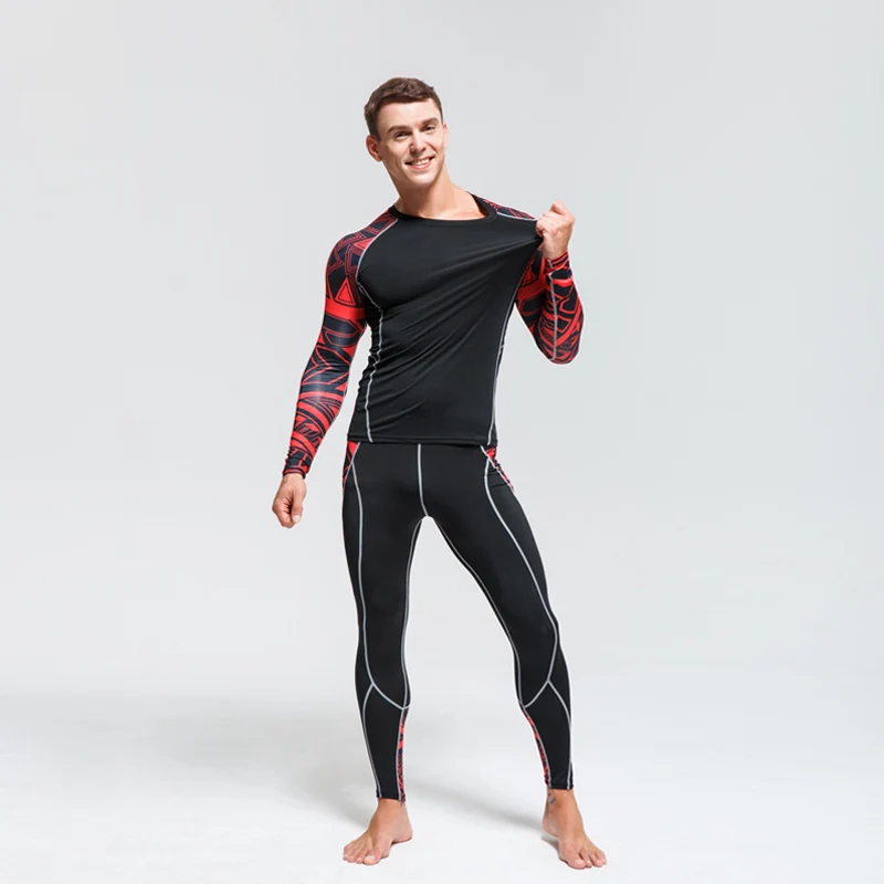 Мужское термобелье спортивный костюм Rash Guard men s базовый слой Зимняя Термальная тренировочная одежда набор быстросохнущая компрессионная