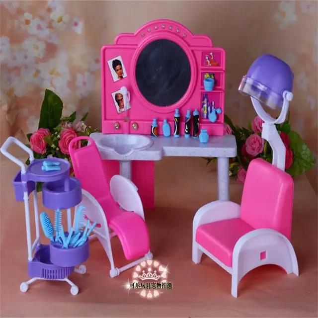 For Barbie Doll Furniture Accessories Toy Hair Salon Center