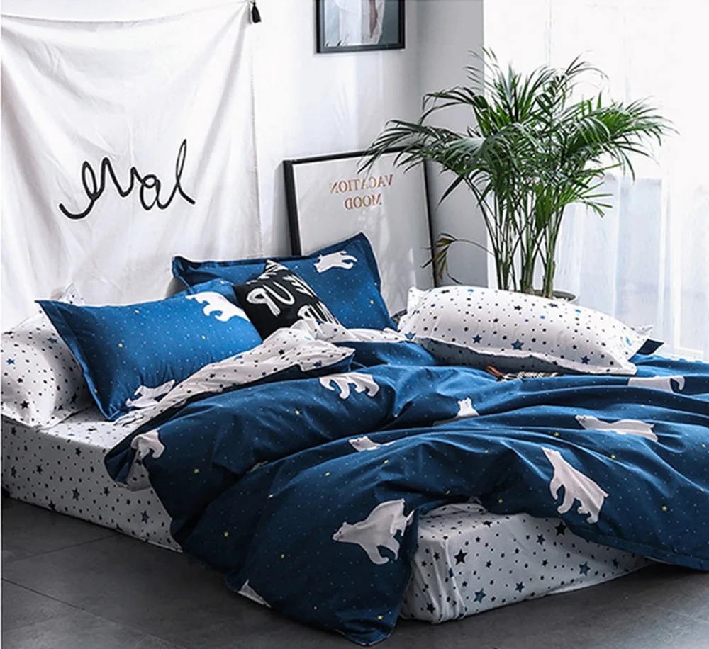 Twin Queen Single Double Bed Bedding Set Bedclothes Bedroom Linens Duvet Cover Sheets Pillowcase Home Textile Polar Bear | Дом и сад