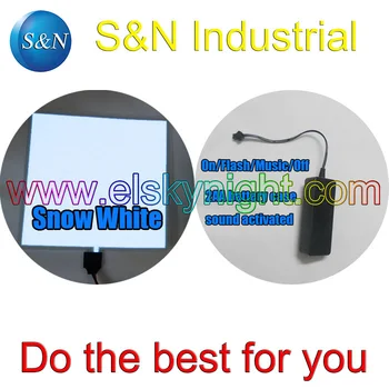 

White 10X10CM el sheet el panel+2AA battery case inverter sound activated + free shipping
