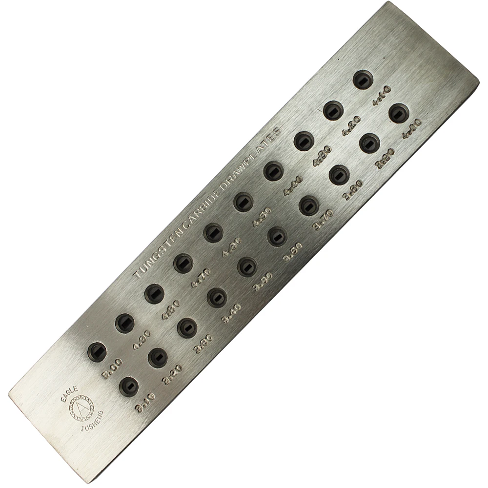 Placa de dibujo 52 agujeros redondos 0,26 a 4,10 mm placa de alambre de acero inoxidable para herramientas de fabricación de joyas 20,5 x 5,5 cm placa de alambre de carburo de tungsteno