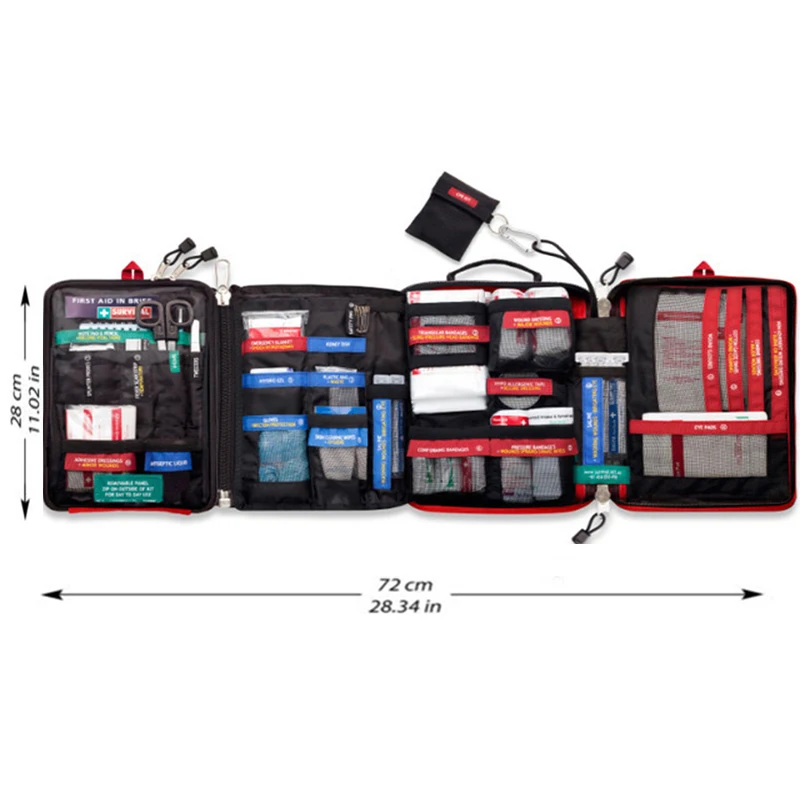 Kit de primeros auxilios de viaje de coche de supervivencia salvaje seguro bolsa médica al aire libre Camping senderismo KIT de tratamiento de emergencia Paquete de 4 secciones