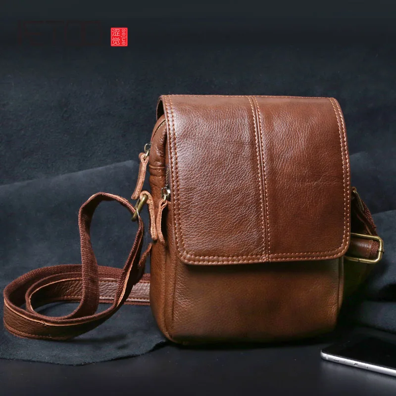 AETOO, новая сумка на плечо, кожаная мужская сумка, повседневная кожаная мужская сумка, маленькая - Цвет: 1