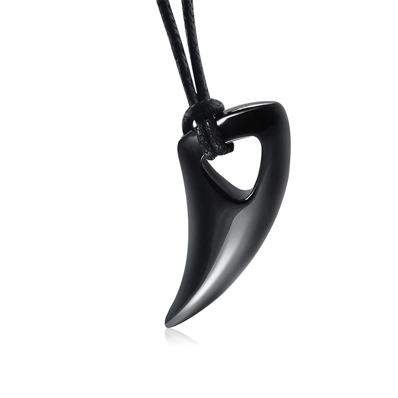 QFDZ117 Mens Necklace Collar Largo Titanium Necklaces &amp Pendants Colgante Hombre Oxhorn Sieraden Custom Wolf Teeth | Украшения и