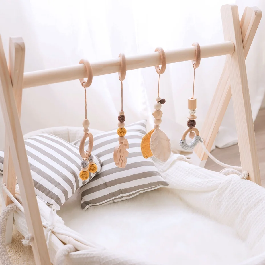 Nordic Wooden Baby Educational Toys Play With Rattles Kids Room Decor G6O 