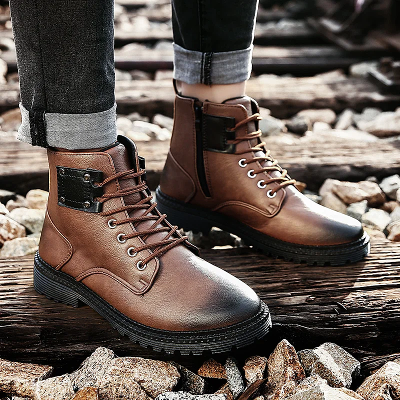 Мужские ботинки Martens весна осень рабочие безопасные мужские черные коричневые на