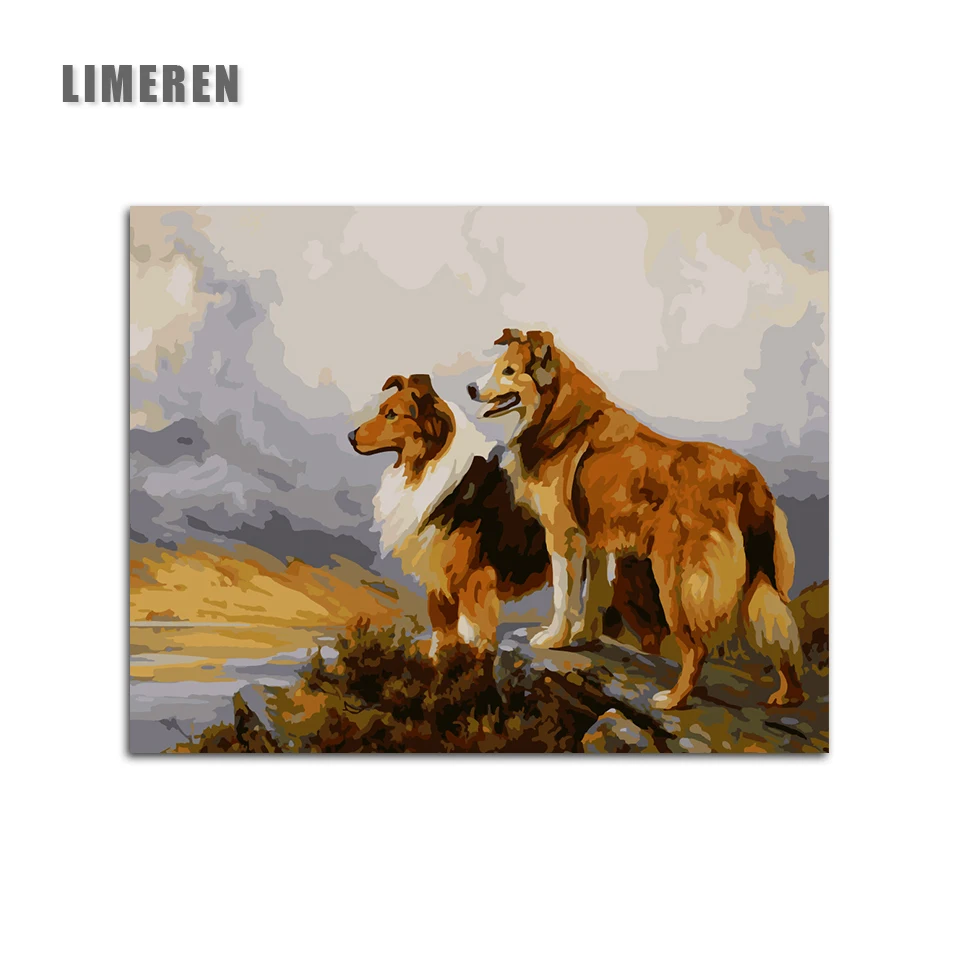 

Frameless Animal Shepherd dog Painting By Numbers Human partners Dogs Coloring By Numbers
