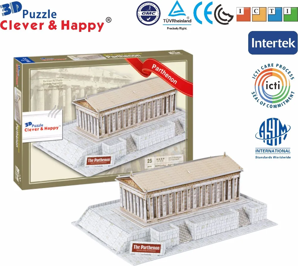 2014 Новый умный и счастливую землю 3D модель головоломка Парфенона (взрослых головоломка DIY бумажные модель для мальчика бумаги обучение и