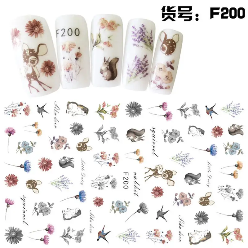 1 Sheet Pink Plum/Garden Flowers/Dande 3D Embossed Nail Sticker Flower Adhesive DIY Manicure Slider Nail Art Tips