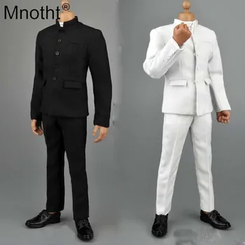 

Mnotht 1:6 Scale Men's wear Tunic suit Black/White Men Solider Suit With Trousers ZY16-16AB For 12in Action Figure Toys m3