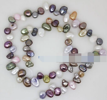 

FREE SHIPPING>>>@@ N712 5Strands 6mm-10mm Multi-Color Baroque keshi pearl stone loose beads 15" jewelry making