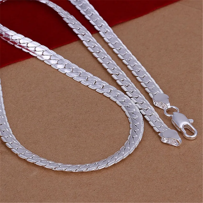 Мода торговля серебро 5 мм змея цепи женщины мужчины благородное ожерелье модные тенденции в ювелирных изделиях подарки серебряный цвет N130
