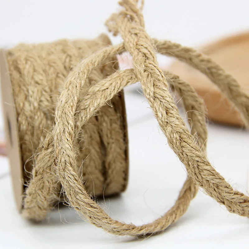 

10M 6mm Natural Jute Handcraft Material Weave Twine Cord Vintage Rustic Wedding Decoration Hemp Rope Diy Wall Gift Packing Decor