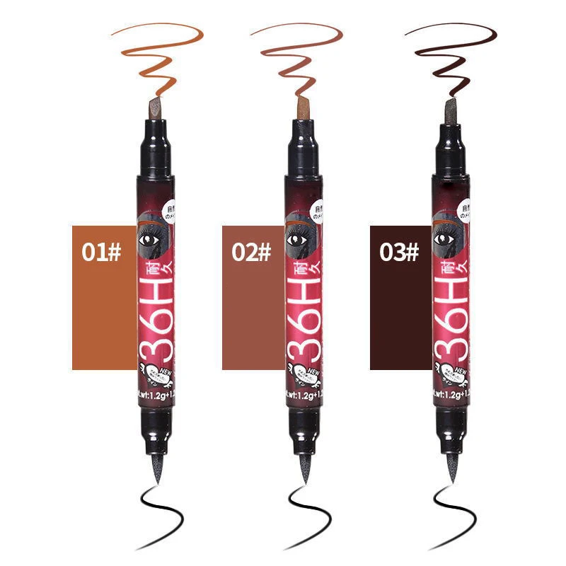 

Professional Natural 2 in 1 Waterproof Long lasting Eyebrow Eyeliner Liquid Eyebrow Pen Pencil Makeup Cosmetic Tools WH