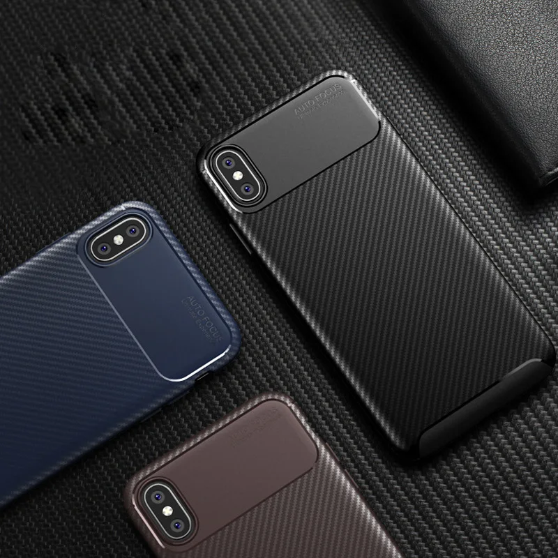 cheap Luxury Carbon Fiber Phone Case Cover for iphone XS XR XS Max Shockproof Soft Silicone TPU Cover for iphone X 6 6s 7 8 Plus Case