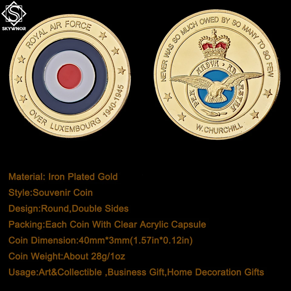 Евро-наградная монета с золотым покрытием королевская военно-воздушная сила