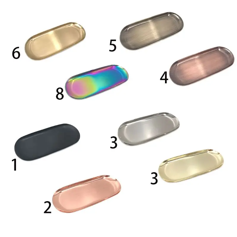 

Nordic Style Stainless Steel Cosmetic Jewelry Organizer Wax Candle Tray Holder Oval Shape Multifunction Cake Food Storage plate
