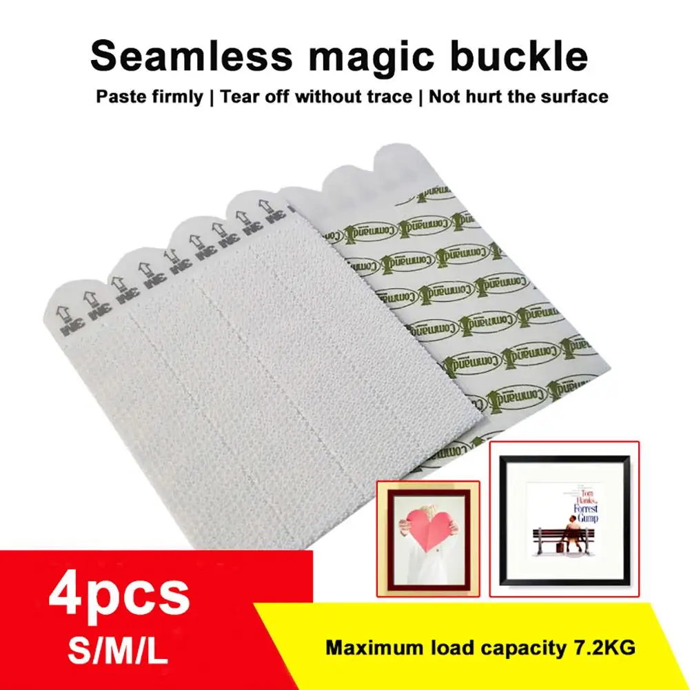 

4Pcs Rectangle Reusable Double Sided Adhesive Tapes Traceless Tape Removable Strong Stickers for Poster Photo No Trace Tapes
