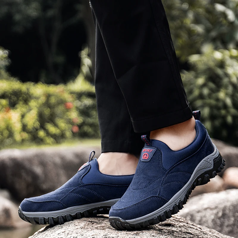 Male Walking shoes men Outdoor Athletic Shoes non-slip rubber Mens Sneakers faux suede Man footwear dad shoes big size 38-46