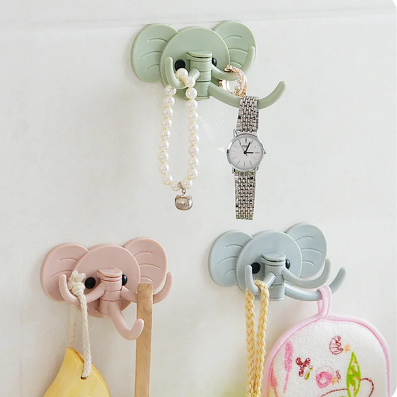 

1pc Lovely Elephant Cartoon Strong Self-Adhesive Wall Hook Hanger Bag Keys Bathroom Kitchen Sticky Towel Holder