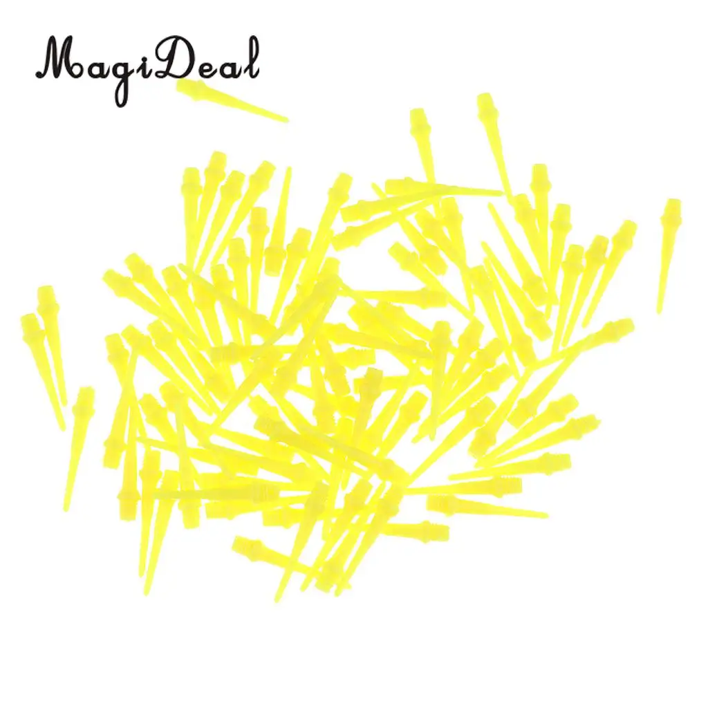 MagiDeal 100 Pieces Dart Soft Tips Points 2BA Standard Darts Needle Yellow