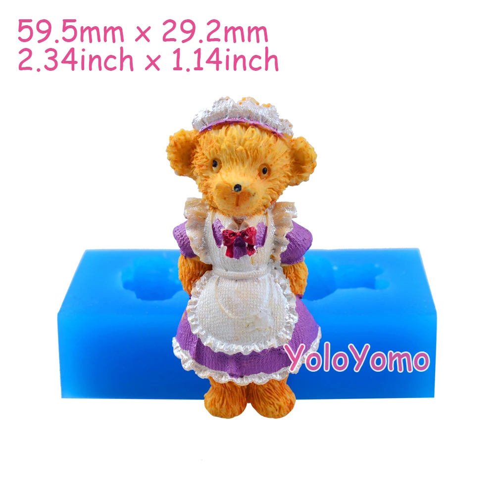 D534YL 59.5mm 3D Bear Silicone Mold - Animal Fondant Cake Decoration Resin Polymer Clay DIY Handmade Candle Gum Paste | Дом и сад