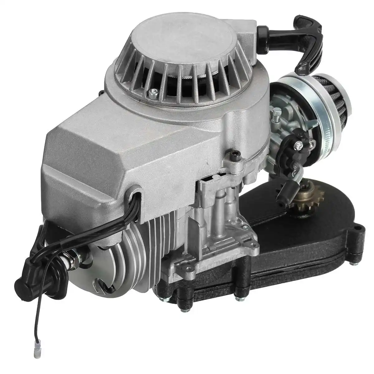 Motor de 2 tiempos con caja de cambios de filtro de carburador de transmisión 49CC Mini Dirt Bike ATV Quad azul amarillo negro rojo plata