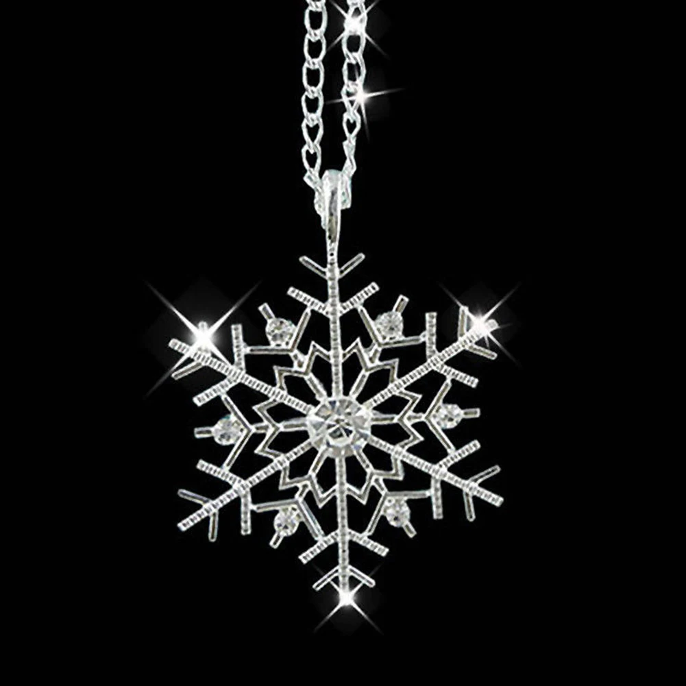 Мода замороженная Снежинка блестящие стразы кулон цепь ожерелье Рождественский подарок