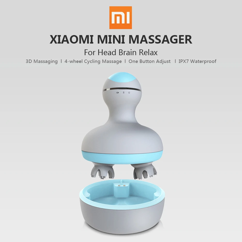 Новое прибытие Xiaomi Мини Беспроводной двухсторонняя окружения Мощность массажер для головы IPX7 Водонепроницаемый 2-Регулировка скорости 6 массажа