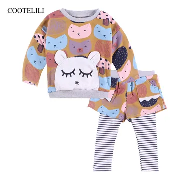 

COOTELILI 2pcs Kids Toddler Girl Autumn Clothing Set Pullover Sweatshirts + Pants Legging Children Girl Clothes Set 80-120cm