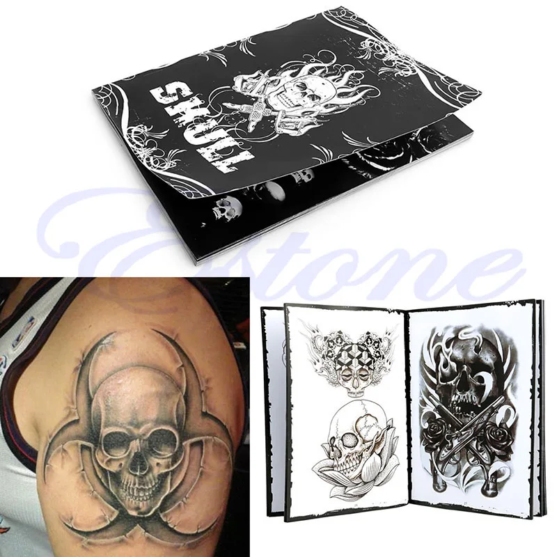 

76 Pages Selected Skull Design Sketch Flash Book Tattoo Making Art Supplies A4