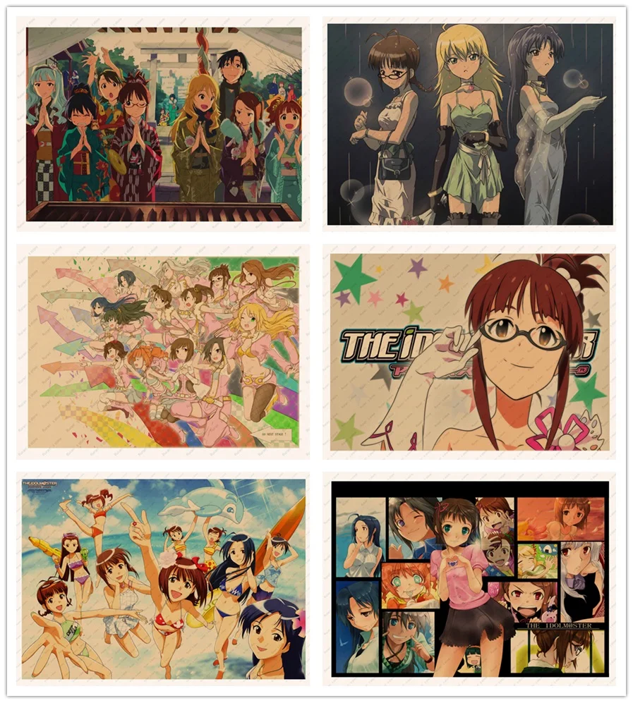 

THE IDOLM@STER amami haruka kisaragi chihaya Takatsuki Yayoi Kraft Poster Wall sticker Japanese Anime Poster Retro Poster