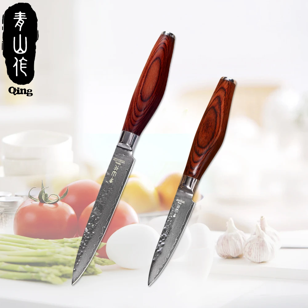 QING VG10 Дамасские Стальные Кухонные ножи ручной работы 3 5 дюймов нож для