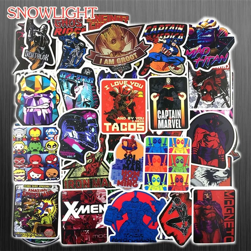 100 Pcs/Set Cartoon Avengers MARVEL Stickers Super Hero For Luggage Car Laptop Notebook Decal Fridge Skateboard