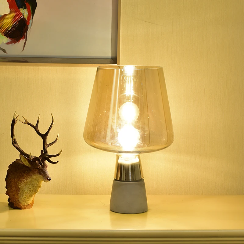 Modern Living room Smoke gray Glass Table Lamps Bedside Lighting Nordic Balloon glass LED table lamps office desk lamps series
