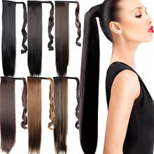Promotion 22″ Long False Hair Tail Ponytail Hairpieces Synthetic Long Straight Hairpiece Fake Hair Ponytails Apply