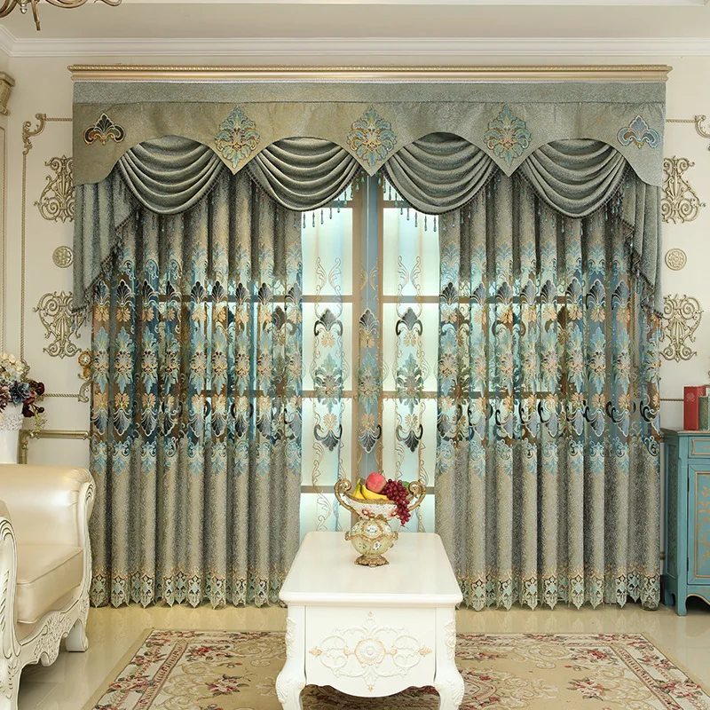 

Luxury quality chenille embroidered curtain living room bedroom tulle curtains curtain treatment curtain home decor