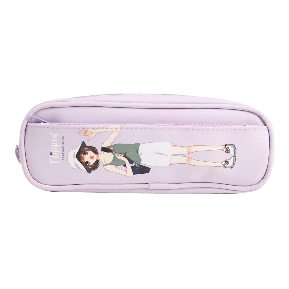 

TOPSTHINK Gil's refreshing girl pattern multi-layer pencil bag solid color clear durable pencil case wholesale