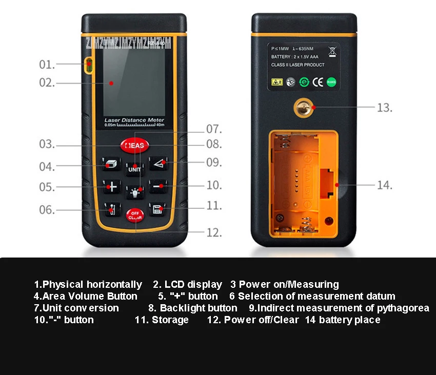 A40 40 м ЖК-дисплей Дисплей лазерный дальномер лазерный Площадь Объем Мера устройства правитель Тесты инструмент