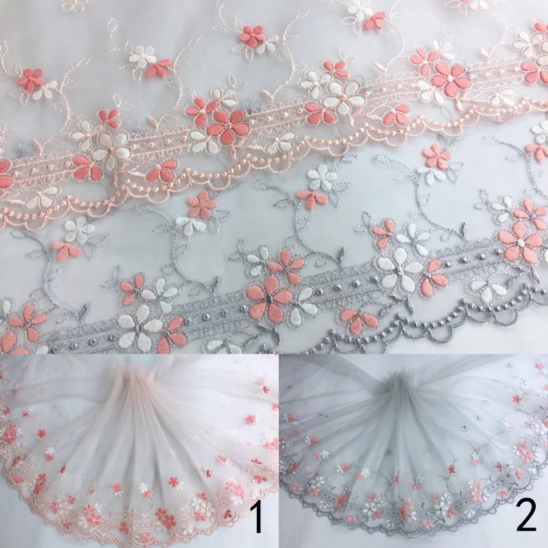 

5Yards Gray Pink Lace Fabric Lace Trims Ribbon Garment Clothing Accessories Garters Sewing Lace Appliques