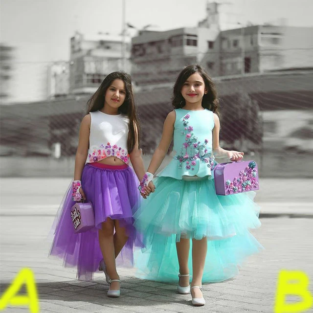 Teal and Purple Flower Girl Dresses