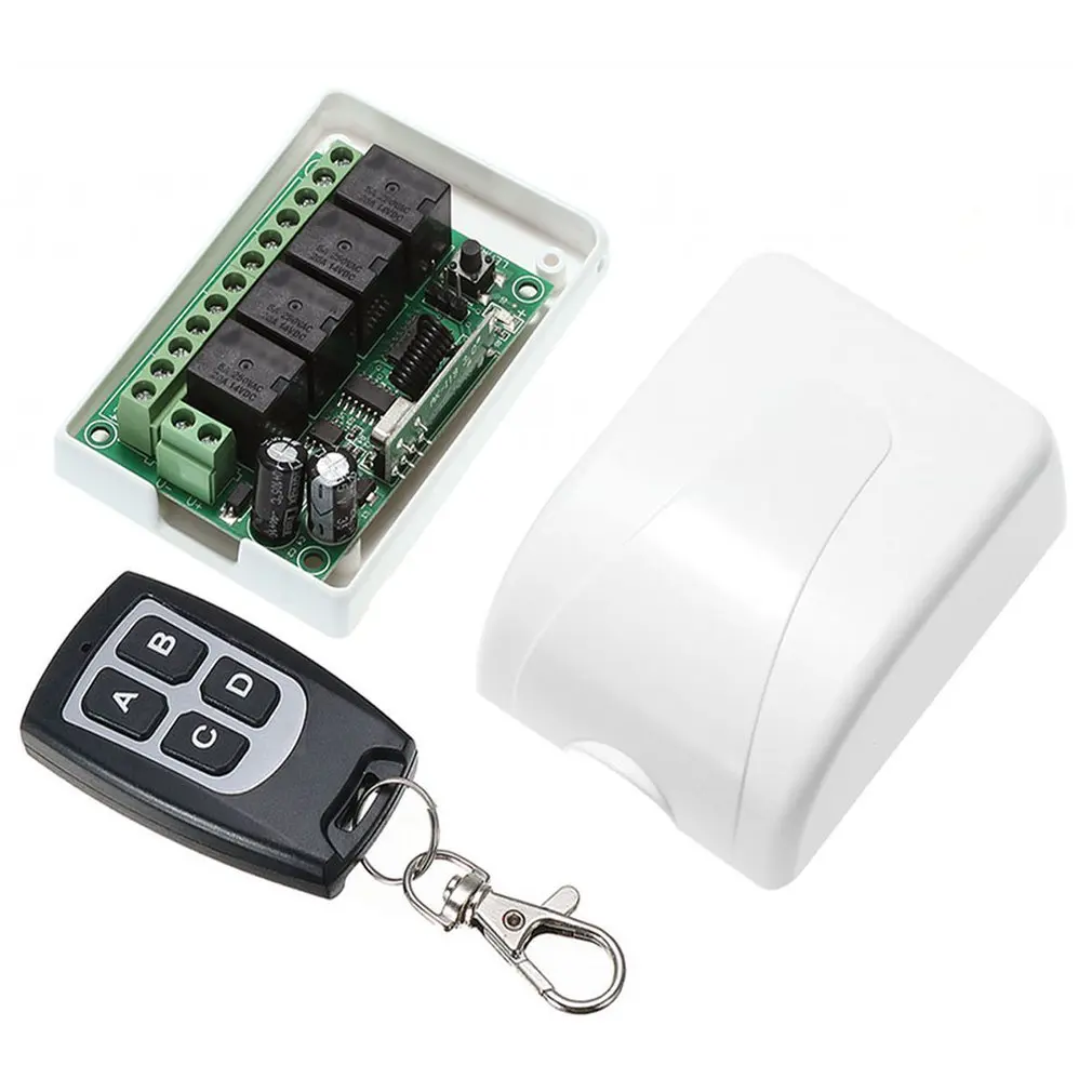 

Wireless 12V 4 Channels Module Learning Switch Receiver & Waterproof 4-Button Remote Controller Set