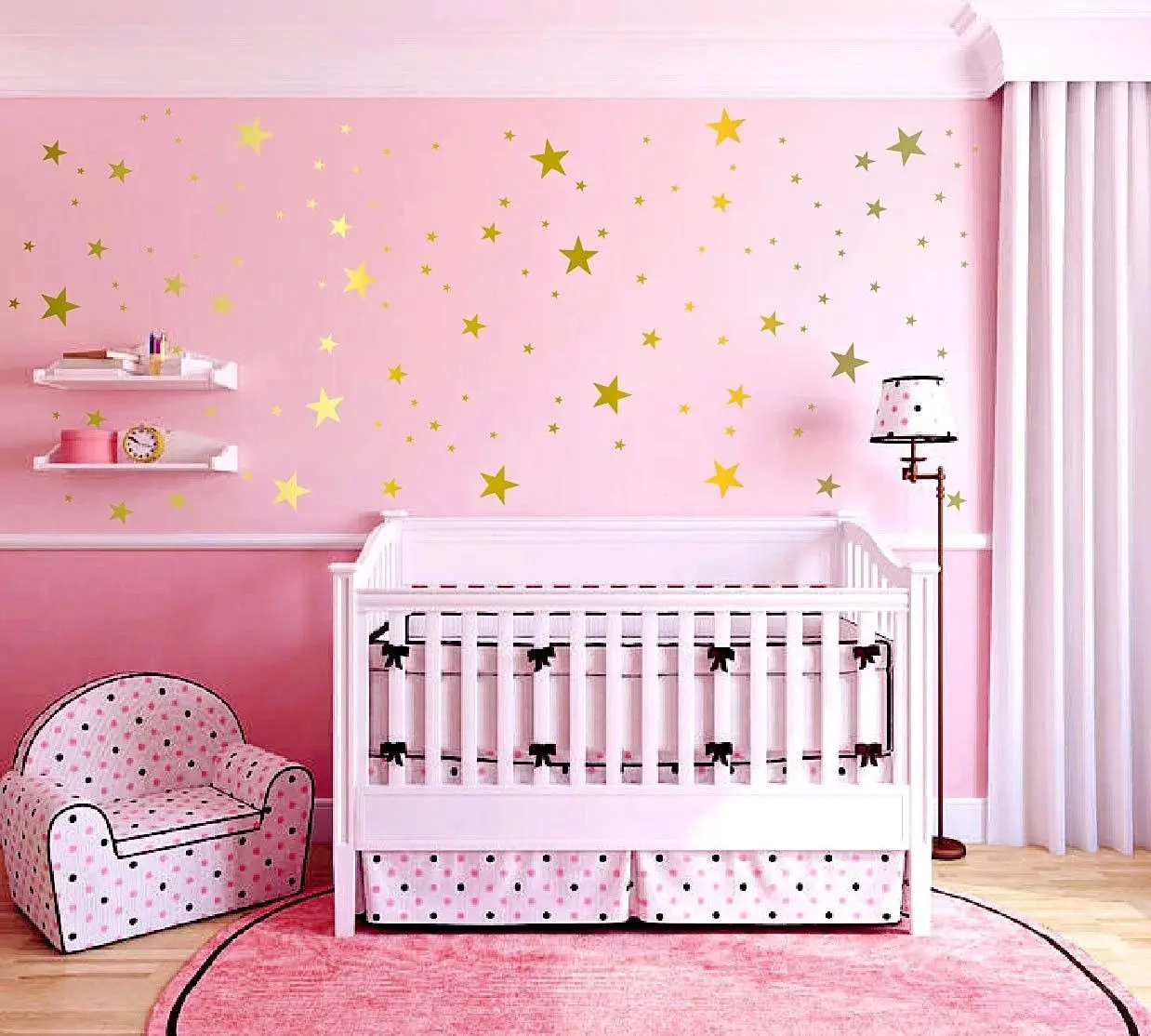 G173 Set of 175 Assorted Star Metallic Gold Wall Decals Stars Wall