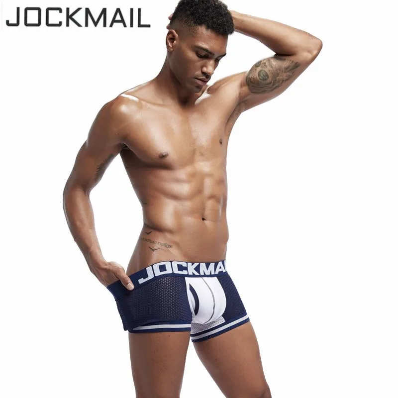 Трусы боксеры JOCKMAIL мужские сетчатые Брендовое нижнее белье пикантные плавки с U