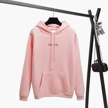 

2018 New Casual Pullovers Pink OHYES Harajuku Thicken Hoodies Women sweatshirt Moletom Feminino Sudadera Mujer Winter Clothes